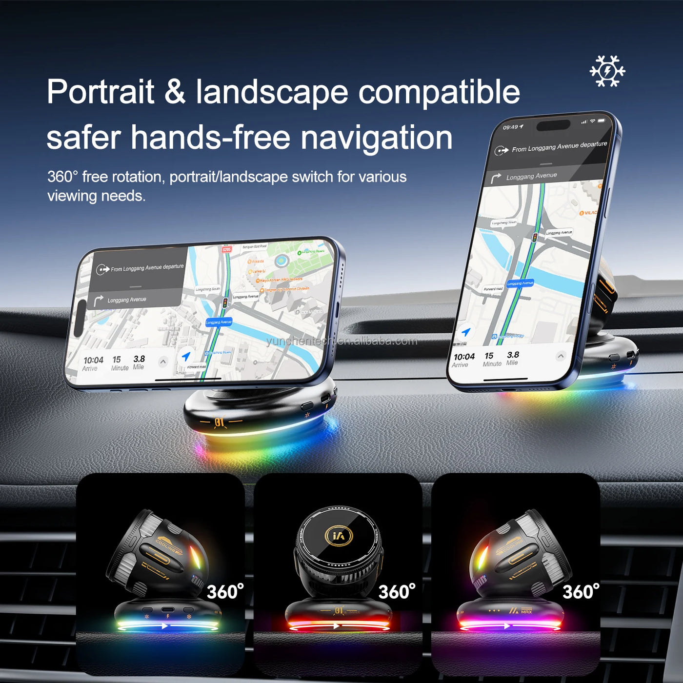 MagCool 360 — 15W Magnetic Car Wireless Charger with TEC Cooling Fan