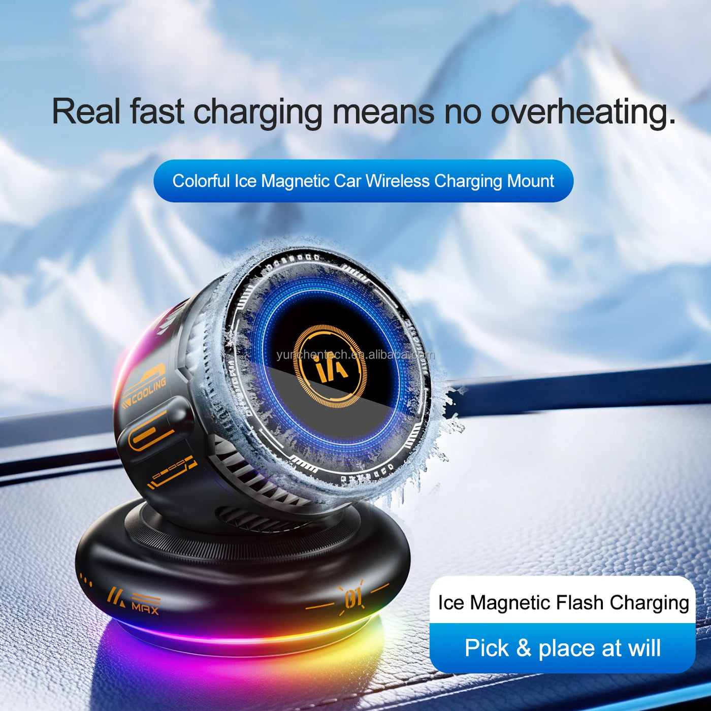 MagCool 360 — 15W Magnetic Car Wireless Charger with TEC Cooling Fan